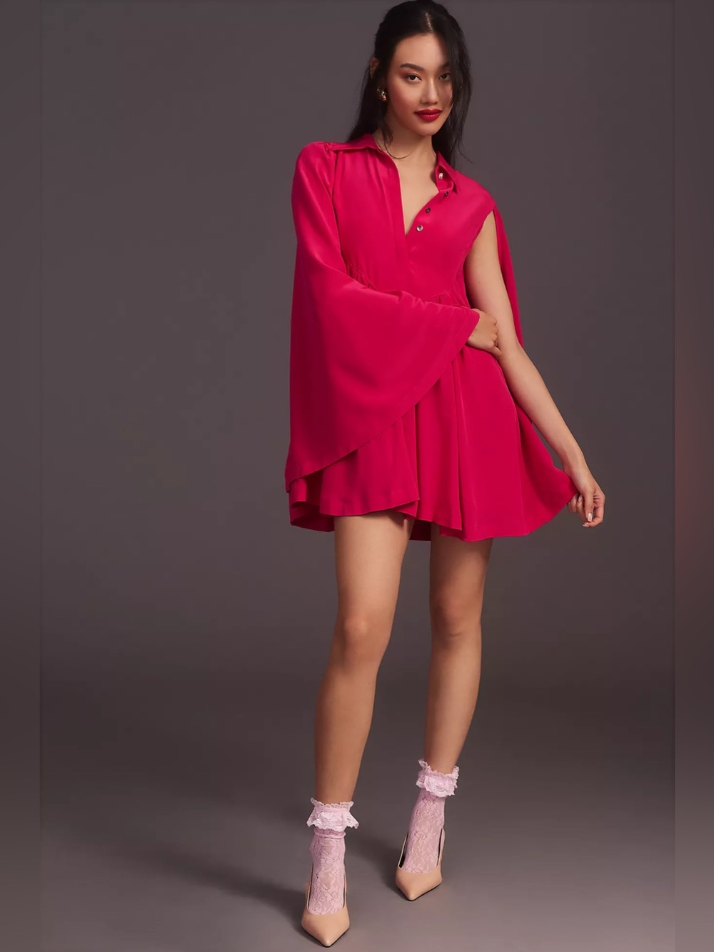 Anthropologie | Maeve 100% Silk Cape Dress Sz S